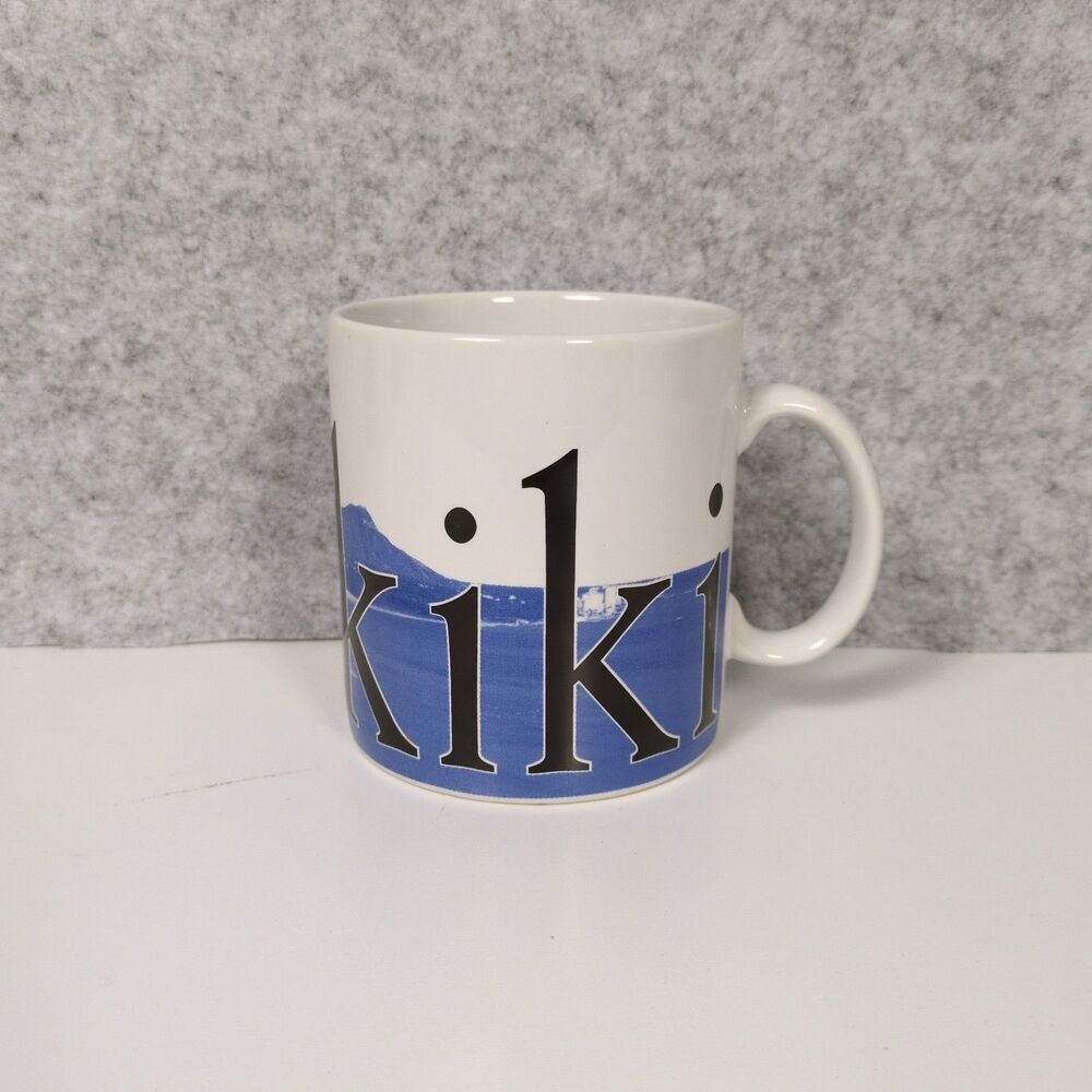 Starbucks City Mug Collectors Series Waikiki Hawaii White Blue Black Coffee Tea